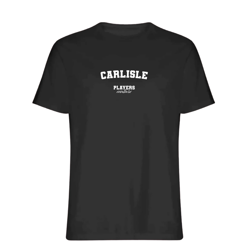 Carlisle t-shirt – black men's t-shirt with white Carlisle letters and Players Couture logo on the chest