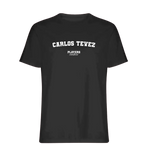 Carlos Tevez t-shirt – black men's t-shirt with white Carlos Tevez letters and Players Couture logo on the chest