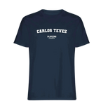 Carlos Tevez t-shirt – navy men's t-shirt with white Carlos Tevez letters and Players Couture logo on the chest