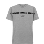 Caroline Graham Hansen t-shirt – grey men's t-shirt with black Caroline Graham Hansen letters and Players Couture logo on