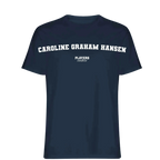 Caroline Graham Hansen t-shirt – navy men's t-shirt with white Caroline Graham Hansen letters and Players Couture logo on