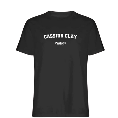 Cassius Clay t-shirt – black men's t-shirt with white Cassius Clay letters and Players Couture logo on the chest