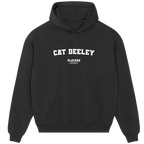 Cat Deeley hoodie – black men's hoodie with white Cat Deeley letters and Players Couture logo on the chest