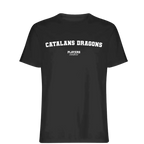 Catalans Dragons t-shirt – black men's t-shirt with white Catalans Dragons letters and Players Couture logo on the chest