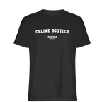 Celine Boutier t-shirt – black men's t-shirt with white Celine Boutier letters and Players Couture logo on the chest