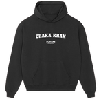 Chaka Khan hoodie – black men's hoodie with white Chaka Khan letters and Players Couture logo on the chest