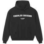 Charles Dickens hoodie – black men's hoodie with white Charles Dickens letters and Players Couture logo on the chest