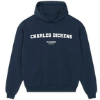 Charles Dickens hoodie – navy men's hoodie with white Charles Dickens letters and Players Couture logo on the chest