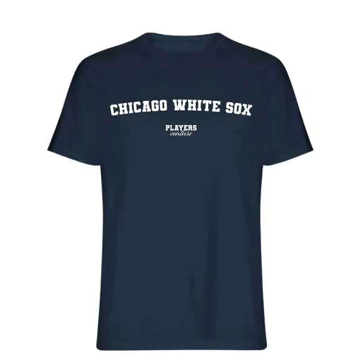 Chicago White Sox t-shirt – white men's t-shirt with black Chicago White Sox letters and Players Couture logo on the chest