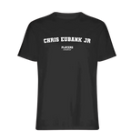 Chris Eubank JR t-shirt – black men's t-shirt with white Chris Eubank JR letters and Players Couture logo on the chest