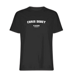 Chris Dobey t-shirt – black men's t-shirt with white Chris Dobey letters and Players Couture logo on the chest