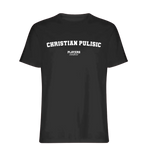 Christian Pulisic t-shirt – black men's t-shirt with white Christian Pulisic letters and Players Couture logo on the chest