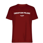 Christian Pulisic t-shirt – red men's t-shirt with white Christian Pulisic letters and Players Couture logo on the chest
