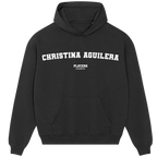 Christina Aguilera hoodie – black men's hoodie with white Christina Aguilera letters and Players Couture logo on the chest