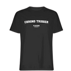 Chrono Trigger t-shirt – black men's t-shirt with white Chrono Trigger letters and Players Couture logo on the chest