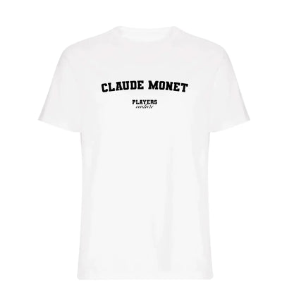 Claude Monet t-shirt – white men's t-shirt with black Claude Monet letters and Players Couture logo on the chest