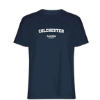 Colchester t-shirt – navy men's t-shirt with white Colchester letters and Players Couture logo on the chest