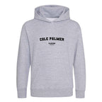 Cole Palmer hoodie – grey kids' hoodie with black Cole Palmer letters and Players Couture logo on the chest