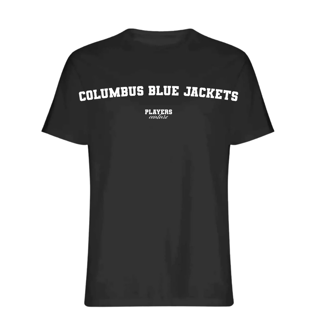 Columbus Blue Jackets t-shirt – blue men's t-shirt with white Columbus Blue Jackets letters and Players Couture logo on the