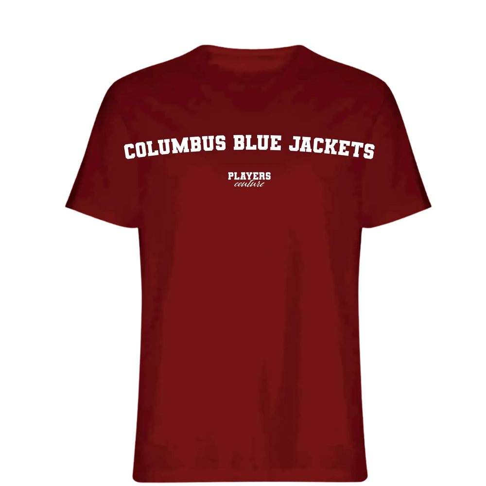 Columbus Blue Jackets t-shirt – blue men's t-shirt with white Columbus Blue Jackets letters and Players Couture logo on the