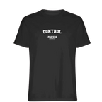 Control Trigger t-shirt – black men's t-shirt with white Control Trigger letters and Players Couture logo on the chest