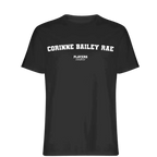 Corinne Bailey Rae t-shirt – black men's t-shirt with white Corinne Bailey Rae letters and Players Couture logo on the chest