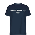 Corinne Bailey Rae t-shirt – navy men's t-shirt with white Corinne Bailey Rae letters and Players Couture logo on the chest