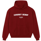 Cowboy Bebop hoodie – red men's hoodie with white Cowboy Bebop letters and Players Couture logo on the chest