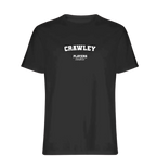 Crawley t-shirt – black men's t-shirt with white Crawley letters and Players Couture logo on the chest