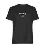 Crewe t-shirt – black men's t-shirt with white Crewe letters and Players Couture logo on the chest