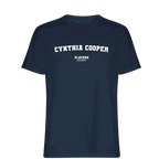 Cynthia Cooper t-shirt – navy men's t-shirt with white Cynthia Cooper letters and Players Couture logo on the chest
