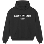 Daddy Daycare hoodie – black men's hoodie with white Daddy Daycare letters and Players Couture logo on the chest
