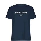 Daniel Agger t-shirt – navy men's t-shirt with white Daniel Agger letters and Players Couture logo on the chest