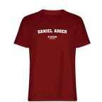 Daniel Agger t-shirt – red men's t-shirt with white Daniel Agger letters and Players Couture logo on the chest