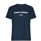 Dannii Minogue t-shirt – navy men's t-shirt with white Dannii Minogue letters and Players Couture logo on the chest