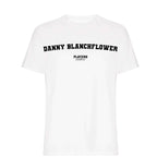 Danny Blanchflower men's T-shirt in white with bold name lettering