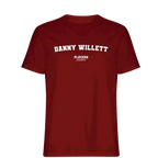 Danny Willett t-shirt – red men's t-shirt with white Danny Willett letters and Players Couture logo on the chest