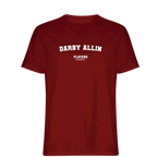 Darby Allin t-shirt – red men's t-shirt with white Darby Allin letters and Players Couture logo on the chest