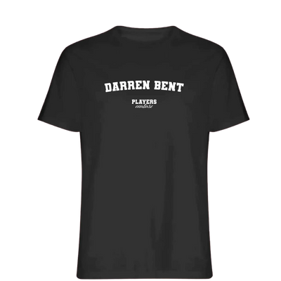 Darren Bent t-shirt – black men's t-shirt with white Darren Bent letters and Players Couture logo on the chest