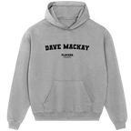 Dave Mackay hoodie – grey men's hoodie with black Dave Mackay letters and Players Couture logo on the chest