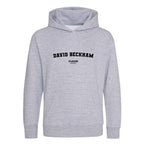 David Beckham hoodie – grey kids' hoodie with black David Beckham letters and Players Couture logo on the chest