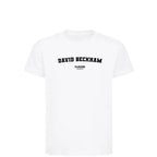 David Beckham t-shirt – white kids' t-shirt with black David Beckham letters and Players Couture logo on the chest
