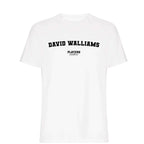 David Walliams men's T-shirt in white with bold name lettering
