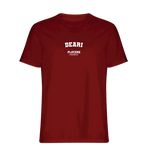Deari t-shirt – red men's t-shirt with white Deari letters and Players Couture logo on the chest