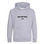 Declan Rice hoodie – grey kids' hoodie with black Declan Rice letters and Players Couture logo on the chest