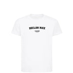 Declan Rice t-shirt – white kids' t-shirt with black Declan Rice letters and Players Couture logo on the chest