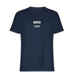 Deco t-shirt – navy men's t-shirt with white Deco letters and Players Couture logo on the chest