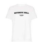 Defensive Wall men's T-shirt in white with bold name lettering