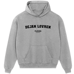 Dejan Lovren hoodie – navy men's hoodie with white Dejan Lovren letters and Players Couture logo on the chest