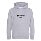 Alessandro Del Piero hoodie – grey kids' hoodie with black Alessandro Del Piero letters and Players Couture logo on the chest